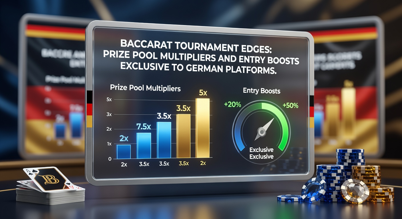 Bild von Spielern an einem Baccarat-Tisch in einem Turnier mit leuchtenden Preispools und Boost-Symbolen auf einer deutschen Online-Plattform
