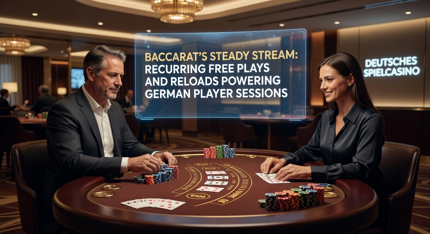 Deutscher Spieler am Smartphone mit aktiven Baccarat-Reload-Bonus und Freispielen in einer Live-Session